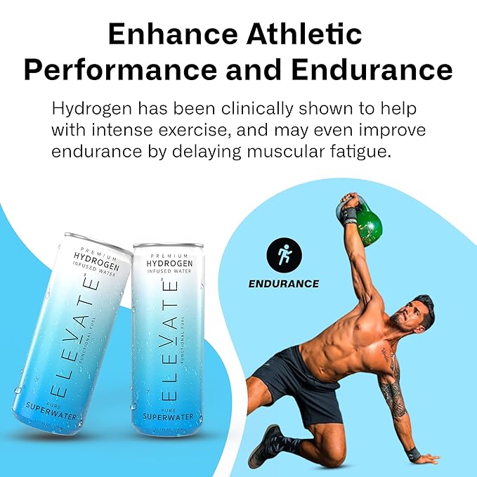 ELEVATE SUPERWATER Premium Hydrogen Water (24 pack). Highest Hydrogen (3-5 PPM) and Lowest -650 ORP. Supports Recovery, Energy, Hydration, Focus, and Endurance. BACKED BY SCIENCE. - Bloomnest