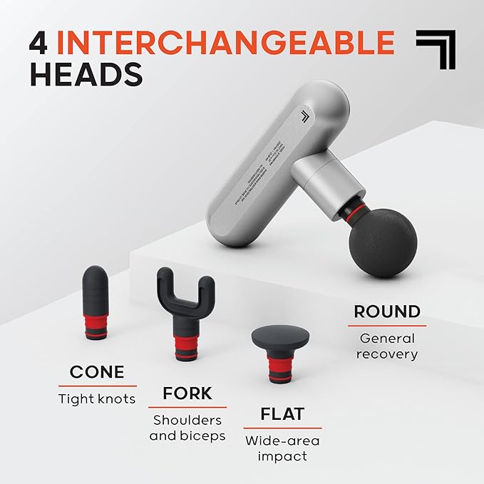 Sharper Image Powerboost Move - Mini Percussion Massage Gun| 4 Attachments, 4 Speeds| Full Body Back & Shoulder Massager| Muscle Recovery & Pain Relief| Deep Tissue Massage Tool| Wellness Gift - Bloomnest