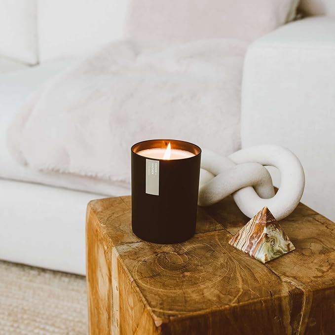 Calyan Wax Co. Smoke & Leather Scented Candle - 75 Hour Burn - Luxury Non Toxic Soy Wax Candles - Long Lasting Black Tumbler Jar Candle for Home - 10.2oz - Bloomnest