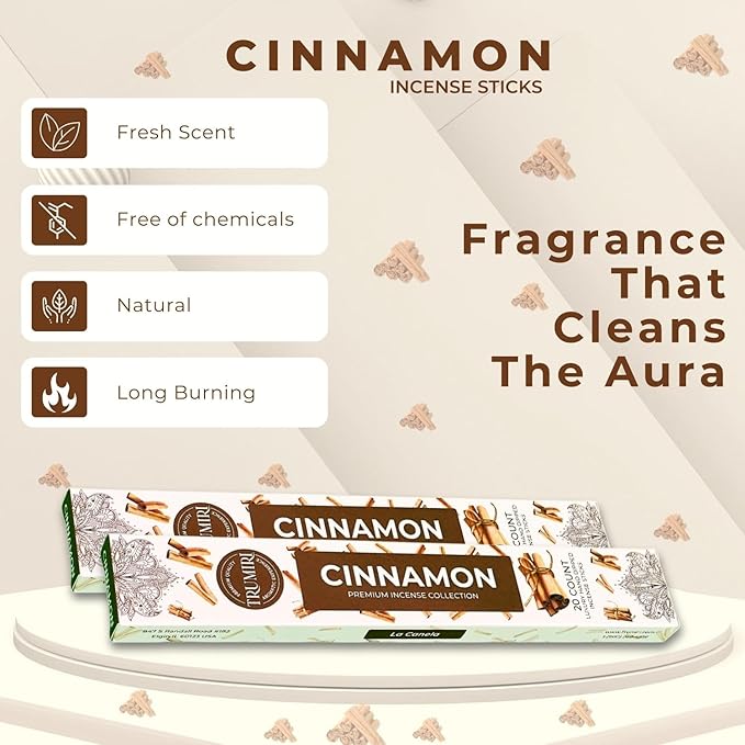 Cinnamon Incense Sticks - Incienso de Canela - Total 120 Insence-Sticks - 6 Packs of 20 Insense - Inciensos - Inscents - Natural Non Toxic Ingredients - Incents - Incence - Inscense TRUMIRI