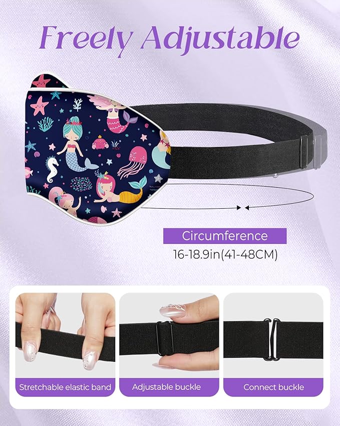 Sleep Mask for Kids - Cute Kawaii Cartoon Silk Sleeping Mask with Adjustable Strap Soft Smooth Light Eye Mask for Sleeping Silk Kids Eye Cover for Boys Girls Teens, BU Fish Ocean - Bloomnest