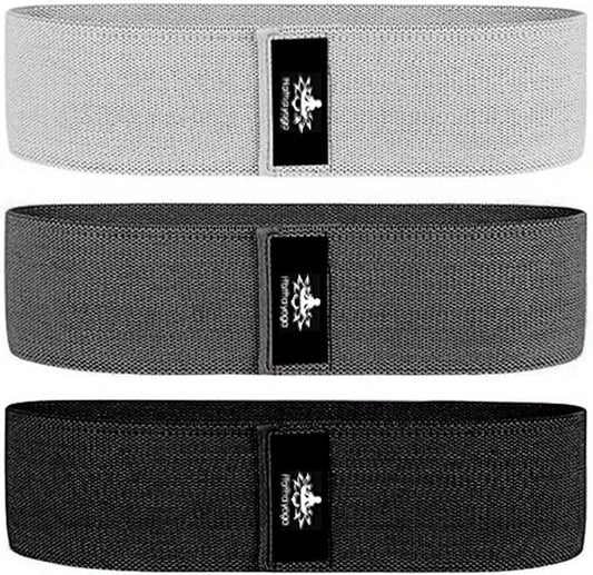 Hatha Yoga Large Resistance Band,14.5" x3.15",Fabric Exercise Loop Bands with Instruction Guide and Carry Bag, Set of 3. - Bloomnest