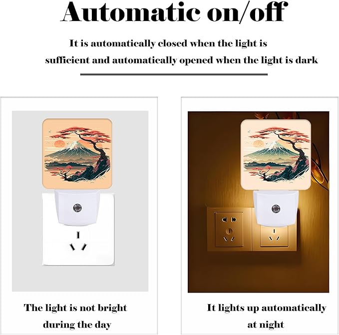 Mount Fuji Night Light,Plug-in Night Lights with Dusk to Dawn Sensor for Stairway,Hallway,Bedroom Sleep Friendly Ideal for Women/Girls/Boys Gift,0.5w - Bloomnest