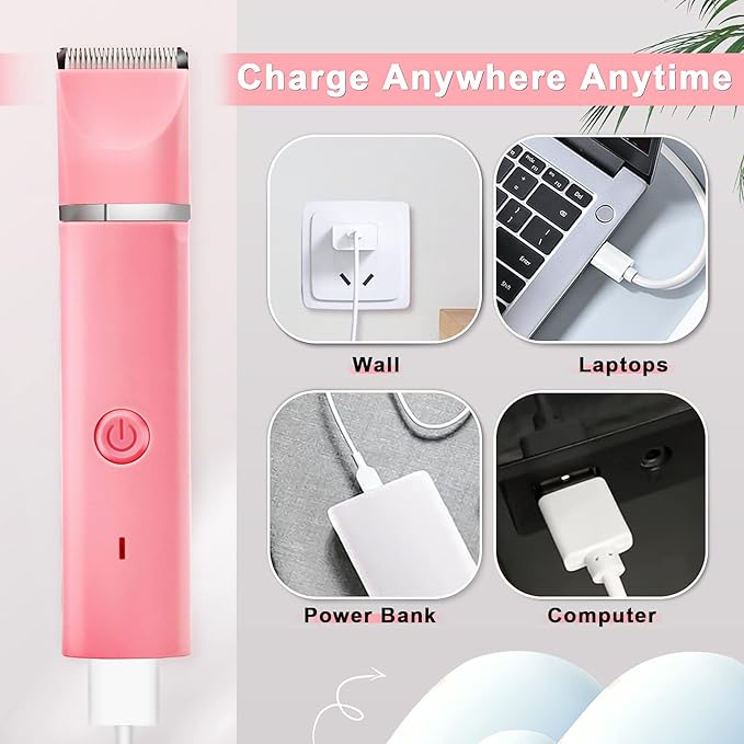 Dog Grooming Clippers Kit-Electric Rechargeable Cat Trimmer Tools-Cordless Quiet Pet Nail Paw Grinder-4 in 1 Multifunctional Low Noise Shaver-Razor for feet Face Ears Toenail Eye（Pink） - Bloomnest