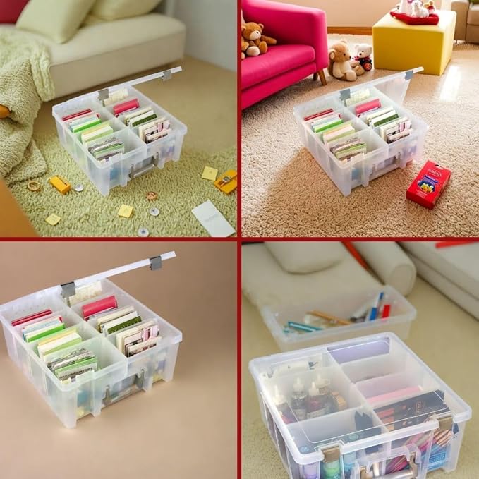 ArtBin 6990AB Super Satchel Double Deep Compartment Box - Art Storage with 8 Removable Compartments, Smart Closure for Craft Supplies (Gold- Pack of 1) - Bloomnest