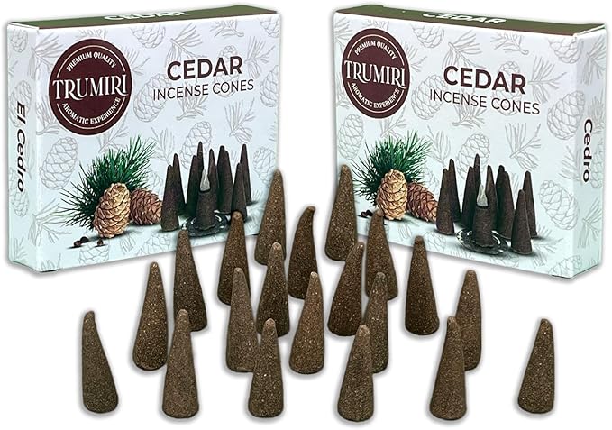 TRUMIRI Cedar Incense Cones - Total 20 Cone Incense - Dual Pack of 10 Insence Cones - Incense Cones Scented - Cone Incense Scents - Insense Cones - Incent Cone TRUMIRI