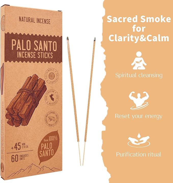 Palo Santo Incense Sticks - Total 60 Insence-Sticks - Natural Scent for Meditation & Space Cleansing Mosfantal