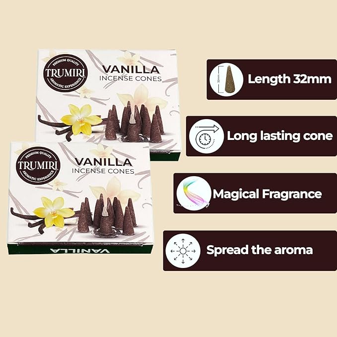 Vanilla Incense - 60 Cones, Six Packs of 10, Scented TRUMIRI