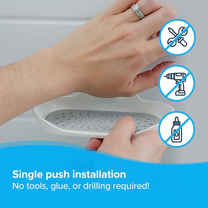 SlipX Solutions Strong Hold Soap Saver, Suction Cup Soap Holder, Must Have Universal Kitchen & Bathroom Shower Accessories, White - Bloomnest