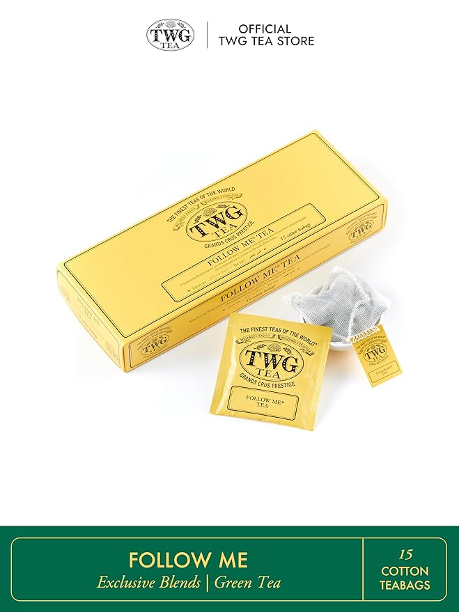 TWG Tea | Follow Me Tea | Green Tea | Ginseng & Pineapple | 15 Hand Sewn Cotton Teabags | Gift Set - Bloomnest