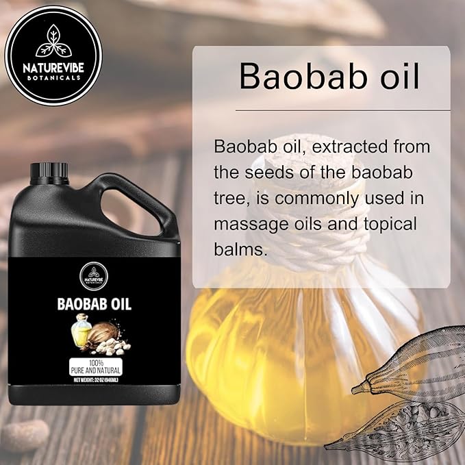 Naturevibe Botanicals Baobab Oil 32 Ounces | 100% Pure and Natural | Great for Skin Care and Hair Care - Bloomnest