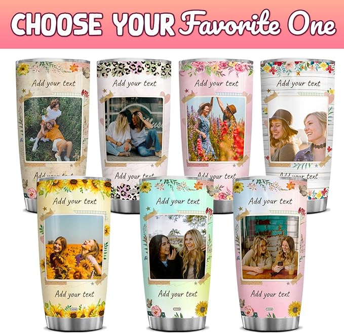 wowcugi Personalized Photo Tumbler Custom Picture Photos Stainless Steel Insulated Tumblers Coffee Mug 20oz 30oz For Women Girls Birthday Christmas Friendship Cup Gifts For Bestie Best Friend Sister - Bloomnest