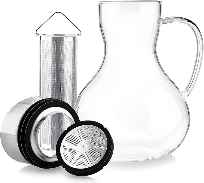 Teabloom Multi-Brew Glass Teapot + Kettle + Pitcher (51 OZ / 1.5 L / 6 CUPS) – Brew and Serve Hot Tea, Iced Tea, Cold Brew Tea and Fruit Infused Water – Formosa Tea Maker - Bloomnest