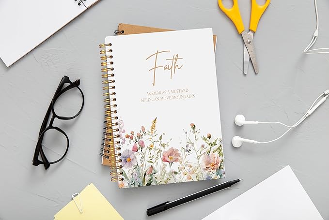 Faith Can Move Mountains Christian Notebook Journal - Inspirational Christian Gifts for Women, Bible Journal Notebooks for Note Taking, Bible Journaling Notebook, Spiral Notebook 5.5x8.3 - Bloomnest