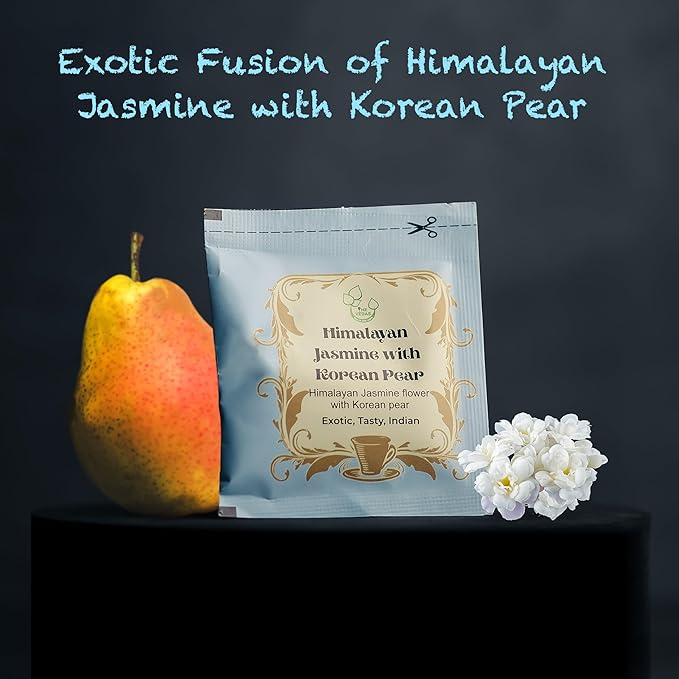 THE VEDAS Himalayan Jasmine Tea With Korean Pear | Caffeine free Herbal Tea | Biodegradable Cotton Teabags | 20 Tea Bags(Pack of 1) - Bloomnest