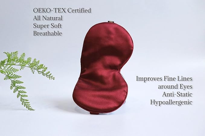Premium Handcrafted 25 Momme Mulberry Silk Eye Mask for Sleeping (Red Velvet) - Bloomnest