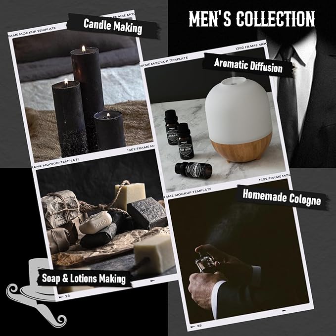 Essential Oils for Men, ARVIDSSON Masculine Essential Oils, Manly Fragrance Oils for Diffuser, Sandalwood, Cedarwood, Leather, Sweet Tobacco, Bay Rum, Myrrh, Gift for Men - Bloomnest