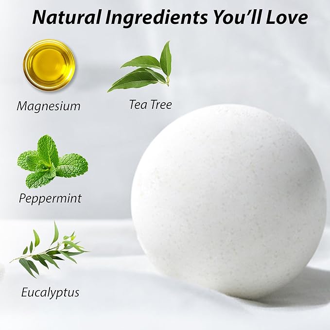Magnesium Bubble Bath Bombs Long Lasting Foaming Sore Muscles Recovery Tea Tree Relaxing Stress Relief Calming Self Care Spa Gift for Birthday Christmas - Bloomnest