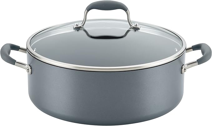 Anolon Advanced Home Hard-Anodized Nonstick Wide Stock Pot/Stockpot (7.5-Quart, Moonstone) - Bloomnest