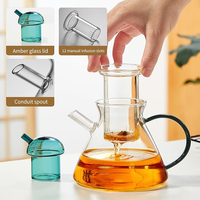 Glass Teapot Set, Glass Teapot Set With 2 Glass Cups, Tea Pots For Tea Party,Glass Tea Kettle Stovetop, Borosilicate Tea Pot With Infusers For Loose Tea, Tea Infuser Pot, Tea Maker - Bloomnest