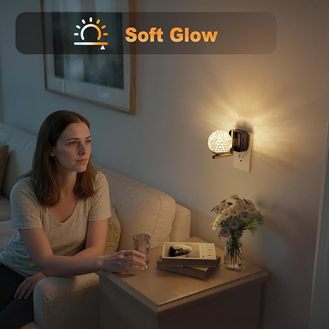 JandCase LED Night Light, 3000K Warm White & RGB Color Changing Night Lights Plug into Wall, Dusk to Dawn Light Sensor, 180° Rotatable Plug in Nightlights for Bathroom, Bedroom, Hallway - Bloomnest