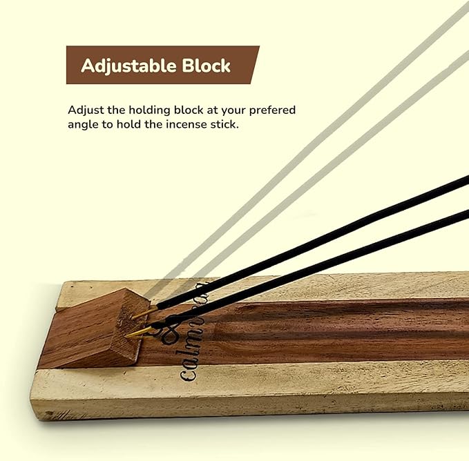 Rosewood Incense Holder for Sticks - 11 Inch Handmade Dual Incense Burners with Cone Holder | Beautiful Natural Wood Incense Stick Holder, for Meditation or Yoga Lovers