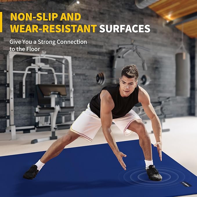 CAMBIVO Large Exercise Mat for Home Workout, 8'x6'/7'x5'/6'x4' (7 mm) Extra Thick Exercise Mat for Home Gym, Shoe-Friendly, Non-Slip Gym Mat for Jump Rope, Weights, Cardio, Fitness - Bloomnest