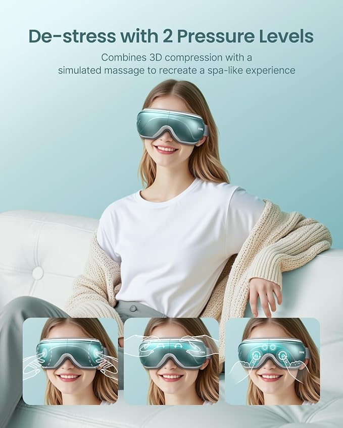 RENPHO Eye Massager with Heat and Cooling, Birthday Gifts for Mom Dad Women Men Heated Eye Mask for Migraine Relief Reduce Strain Improve Sleep Eyeris 2 RENPHO