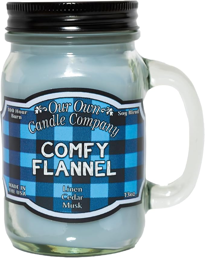 Our Own Candle Company, Comfy Flannel Scented Mason Jar Candle, 100 Hour Burn Time, 13 Ounces - Bloomnest