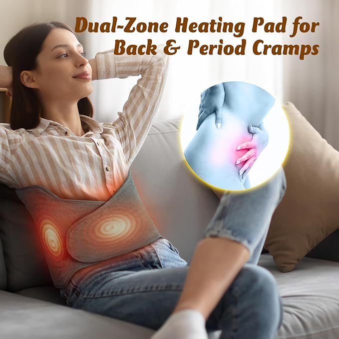 Heating Pad for Back, Valentines Day Gifts for Her Him, Electric Heating Pad for Period Cramps, Wrap Around Heated Pad for Waist and Stomach, Birthday Gifts for Women Men Mom Dad Wife Husband