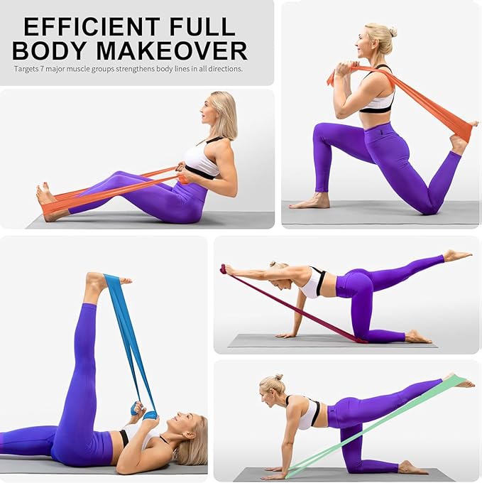 Resistance Bands,Professional Long Non-Latex Elastic Stretch Bands,Exercise Bands for Physical Therapy, Yoga, Pilates, Rehab, at-Home or The Gym Workouts, Strength Training - Bloomnest