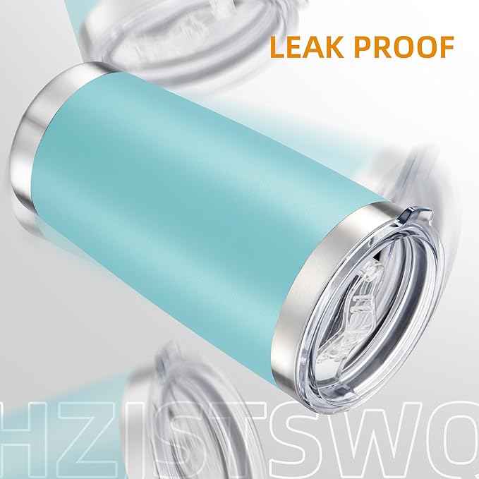 20 oz Tumbler Bulk with Lid Stainless Steel Insulated Tumblers Double Wall Vacuum Coffee Mug Powder Coated Tumbler Cups for Cold and Hot Drinks, Sky Blue, 12 pack