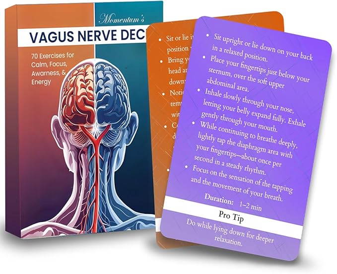 Vagus Nerve Deck 70 Exercise Cards for Vagus Nerve Reset and Stimulation Practices Non Electric Calming Toolkit for Anxiety Stress and Nervous System Support MomentumBoards