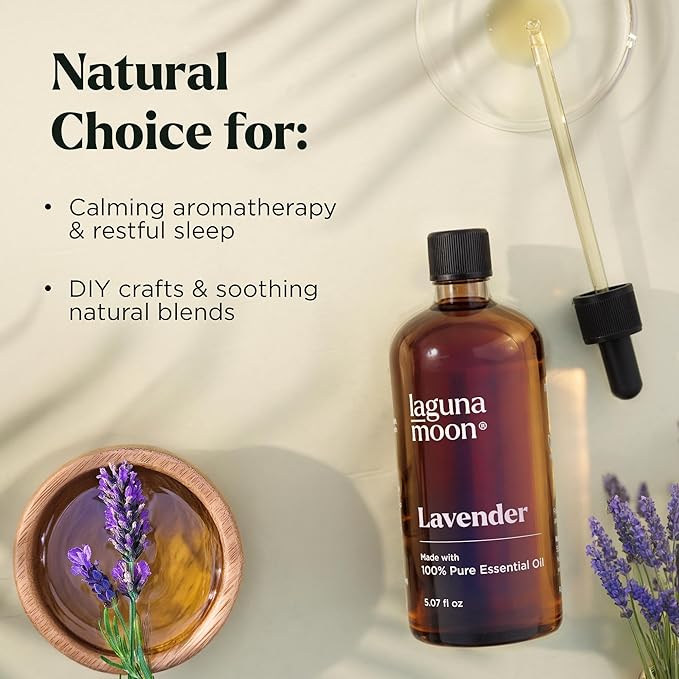 Lagunamoon Lavender Essential Oil - Pure Essential Oils for Diffusers, Humidifiers, Aromatherapy, Cars, Yoga, Home Essentials - Relaxing Fragrance Scents for Fresheners and Candle Making (150ml) - Bloomnest