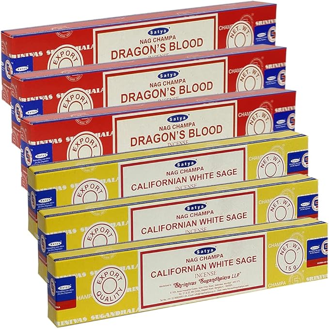 Dragons Blood White Sage Incense Sticks & Holder Bundle Variety Pack from House of Nag Champa Incense Sticks and Trumiri