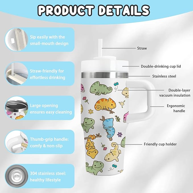 Axolotl Gifts for Kids - 14oz Cute Kids Axolotl Tumbler with Handle and Straw, Stainless Steel Insulated Water Cup, for Sport, School, Travel - Axolotl Lovers Gift for Children Birthday Gift Cup(1pc) - Bloomnest