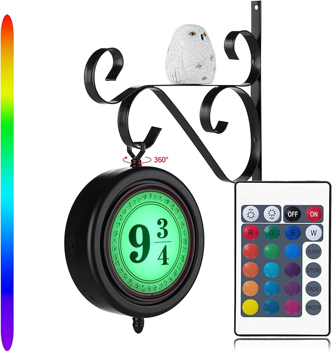 Platform Sign Lamp with Owl, Vintage Hanging Halloween Decorations, RGB 16 Color Dimmable Night Light, Home Room Decor, Gift for Christmas, Birthday or Movie Fan Magic Lamp Kids Gift - Bloomnest