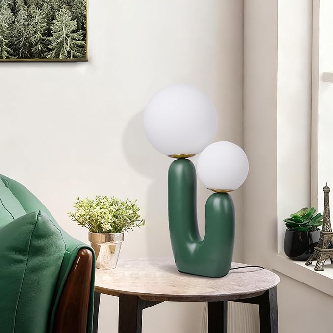 Arturesthome Nightstand Desk Lamp, Creative Nordic Living Room Bedside Bedroom Table Lamp with Light Bulbs, Green - Bloomnest