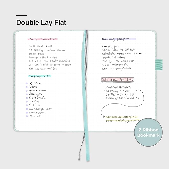 &And Per Se Dotted Journal Notebook for Women&Men with Pattern, A5 Leather Hardcover, 160 Pages 100GSM Thick Dotted Paper, 3 Sheets of Stickers Included(Light Blue) - Bloomnest