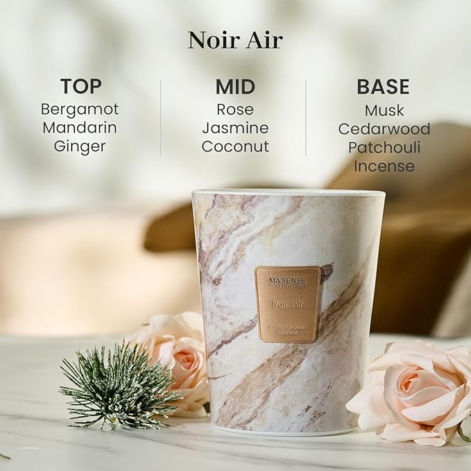 M&SENSE NoirAir Scented Candles for Home, 3-Wick Highly Scented Jar Candles, Extra Large Candle 35 Oz 150 Hours Long Lasting Burning, Relaxing Aromatherapy Candle for Stress Relief, Meditation - Bloomnest