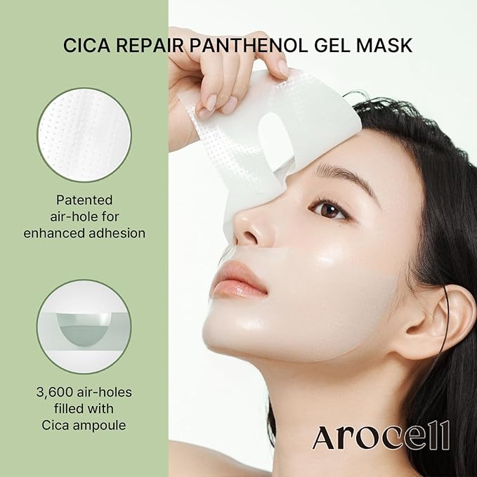 AROCELL Cica Hydrogel PDRN Mask 4 Facial Sheet with Panthenol & Centella Asiatica, Cooling Hydrogel Face Mask for Soothing Calming Hydrating Moisturizing Sensitive Skin Korean Skincare, 25gx4ea - Bloomnest