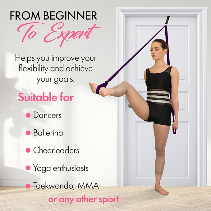 Stretching Strap With Door Anchor - Stretching Equipment to Improve Legs Flexibility - Splits Trainer For Home Ideal In Ballet, Dance, Cheerleading, Taekwondo, Yoga, Pole Dancing & Gymnastics - Bloomnest