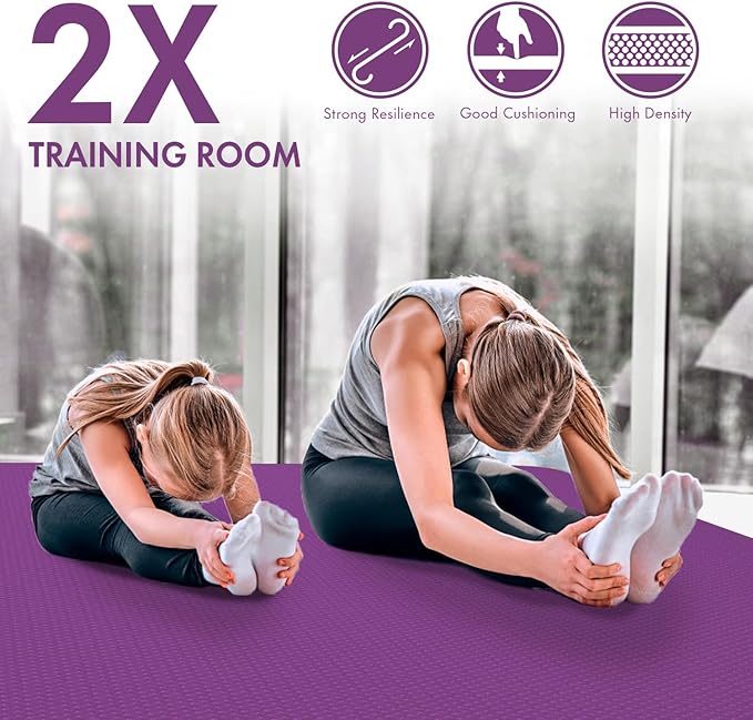 FrenzyBird Large Yoga Mat 6'x 4'（72”x 48”）—1/4" &1/3" Extra Wide Exercise Mat 183cm x 122cm Large Exercise Mat Big Home Yoga Mat Pilates Mat,Non Slip,Thick,TPE Workout Mat,for Women & Men, Yoga, Pilates, Gym and Floor Workouts Pilates - Bloomnest