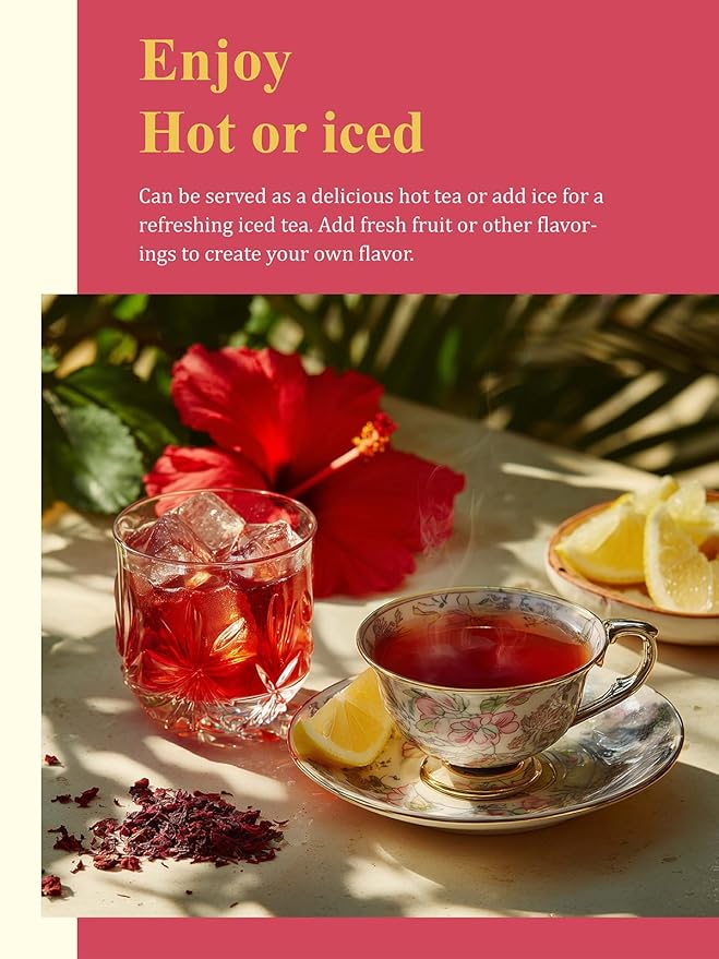 GLDNT Organic Hibiscus Tea Bags, Caffeine Free, Natural Flowers, Refreshing Tart Flavor, 100 Count - Bloomnest