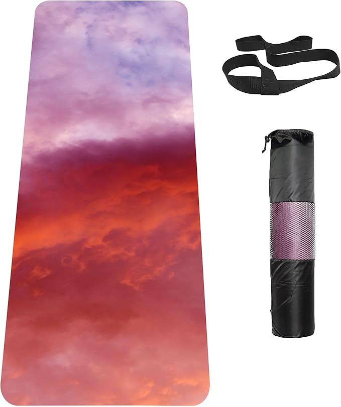 Non Slip Yoga Mat TPE Workout Mat for Men Women, Thick Workout Mat with Carrying Strap, Fitness Mats for Exercise, Yoga, Fitness, Pilates, Floor Workouts (72" x 24" x 6mm) - Bloomnest