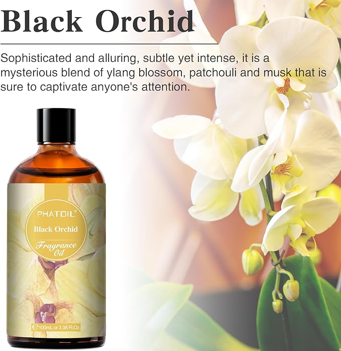 PHATOIL Black Orchid Fragrance Oils for Aromatherapy, 3.38FL.OZ Diffuser Oils for Home, Perfect for Aromatherapy, Humidifiers, Yoga, DIY Candle and Soap Making - 100ml - Bloomnest