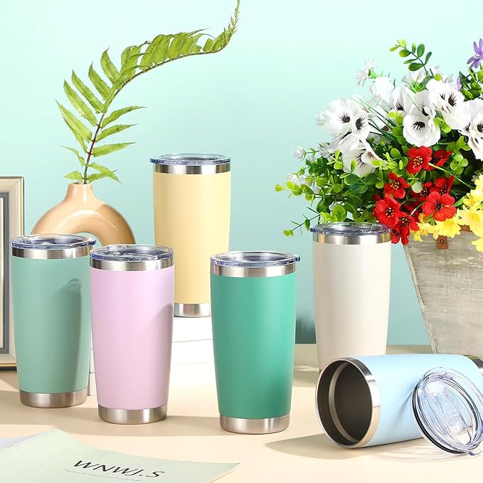 Sieral 36 Packs Stainless Steel Tumbler Bulk with Lid Vacuum Double Wall Insulated Travel Coffee Mug Powder Coated Tumbler Cup for Graduation Wedding Christmas Birthday Party(Matte Color, 20 oz) - Bloomnest