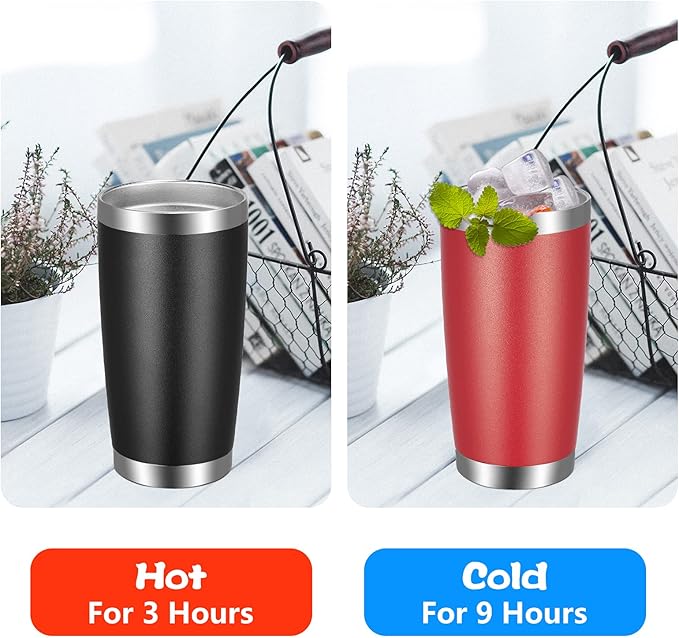 VEGOND 20oz Tumbler with Lid and Straw Stainless Steel Tumbler Cup Vacuum Insulated Double Wall Travel Coffee Mug Powder Coated Coffee Cup(Black 1 Pack) - Bloomnest