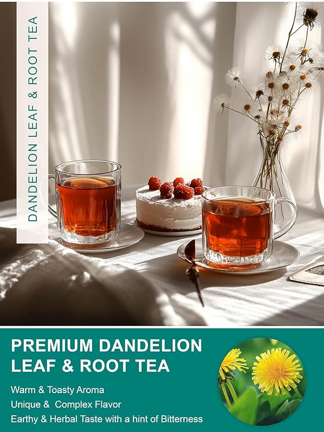 TeeLux Dandelion Leaf & Root Tea Bags, Natural Roasted Dandelion Root with Fresh Dandelion Leaf Herbal Tea, Caffeine Free, 100 Count - Bloomnest
