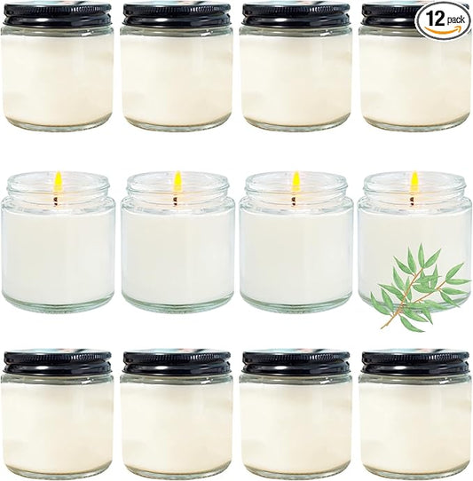 12 Pcs 4 Oz Mini Soy Candles,Eucalyptus Scented,Aromatherapy Candle,Bulk Candle Set，Great Stress Relieving Scented Candles for Girls as a Gift for Birthdays, Weddings and More! - Bloomnest